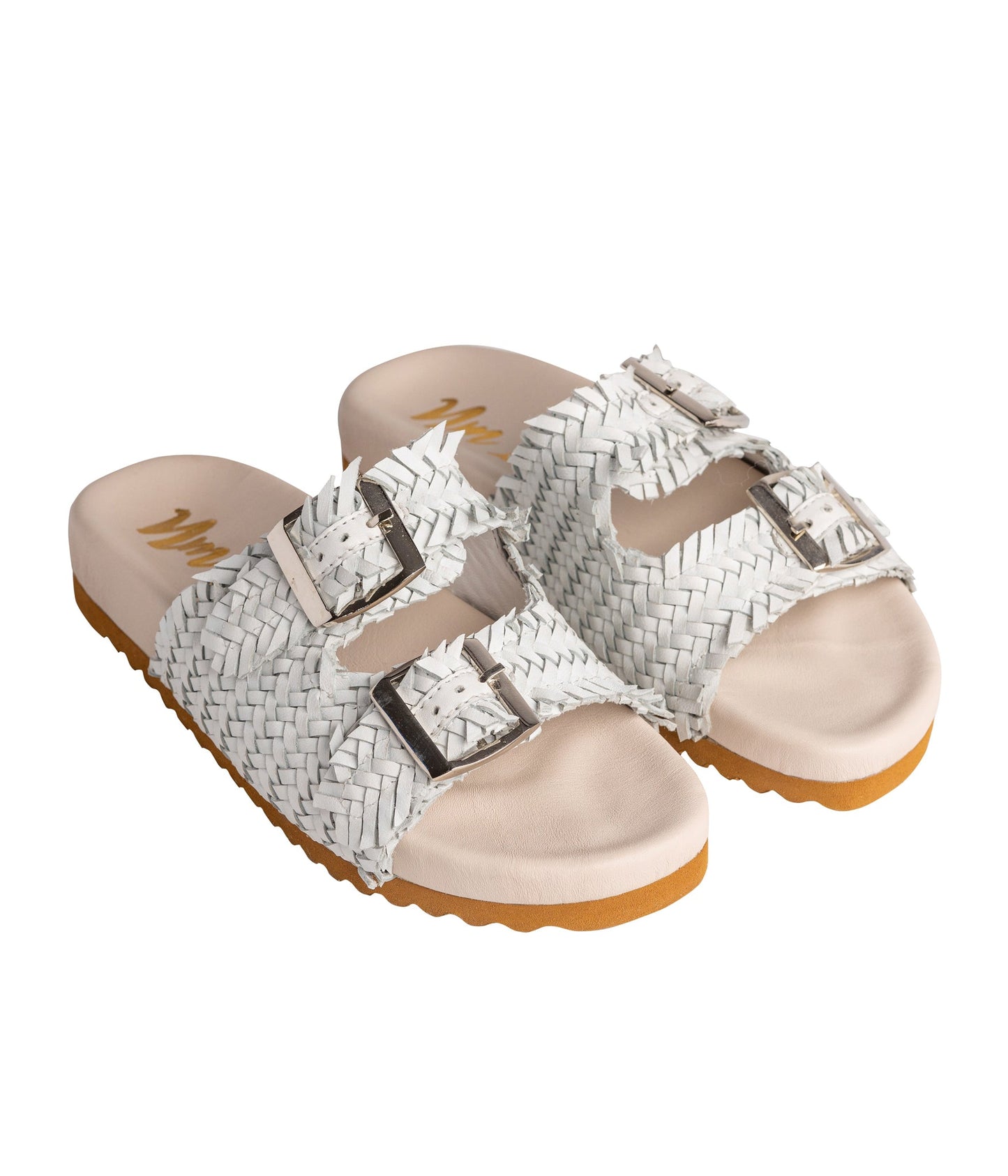 Naughty Monkey Intertwine Woven Strap Slide in White