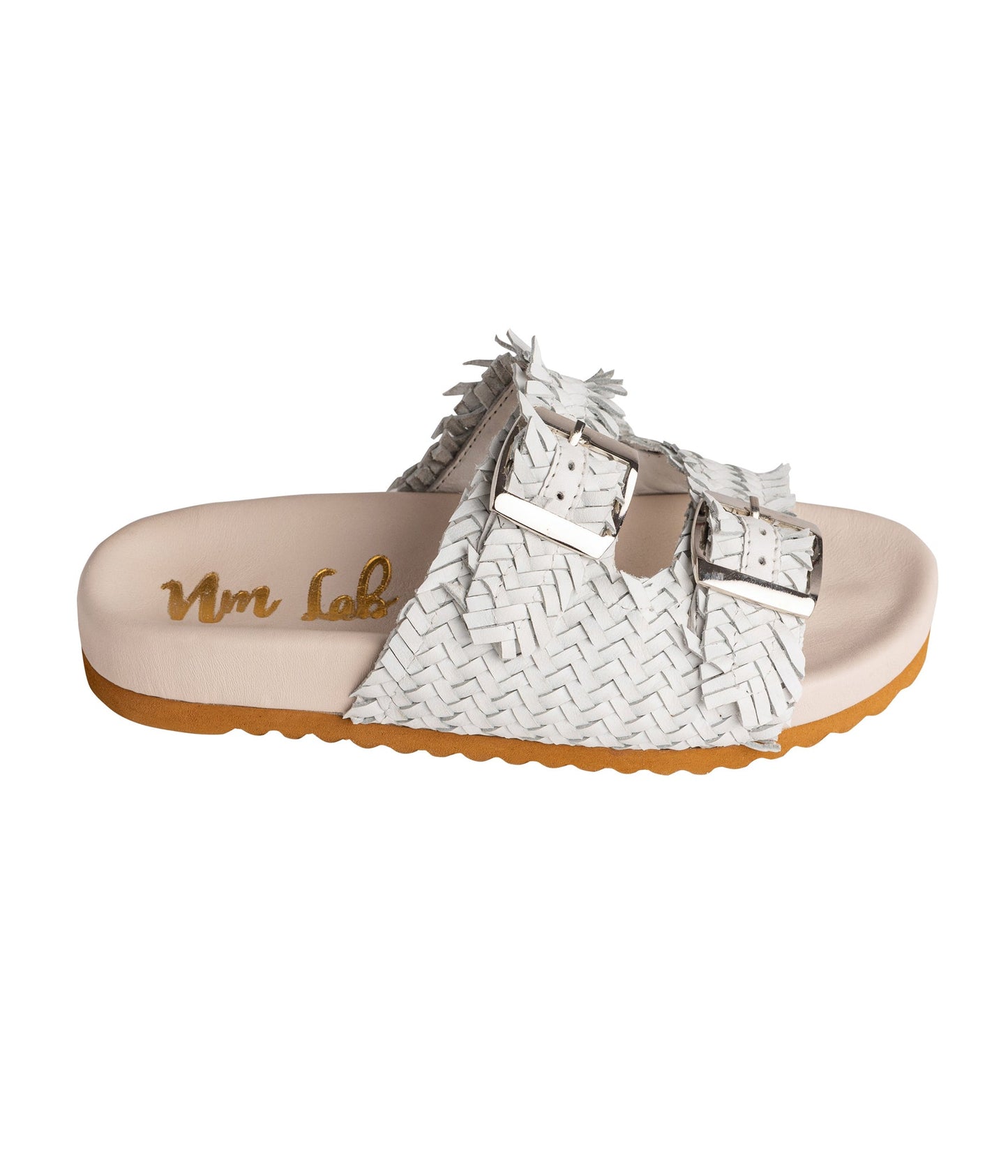 Naughty Monkey Intertwine Woven Strap Slide in White