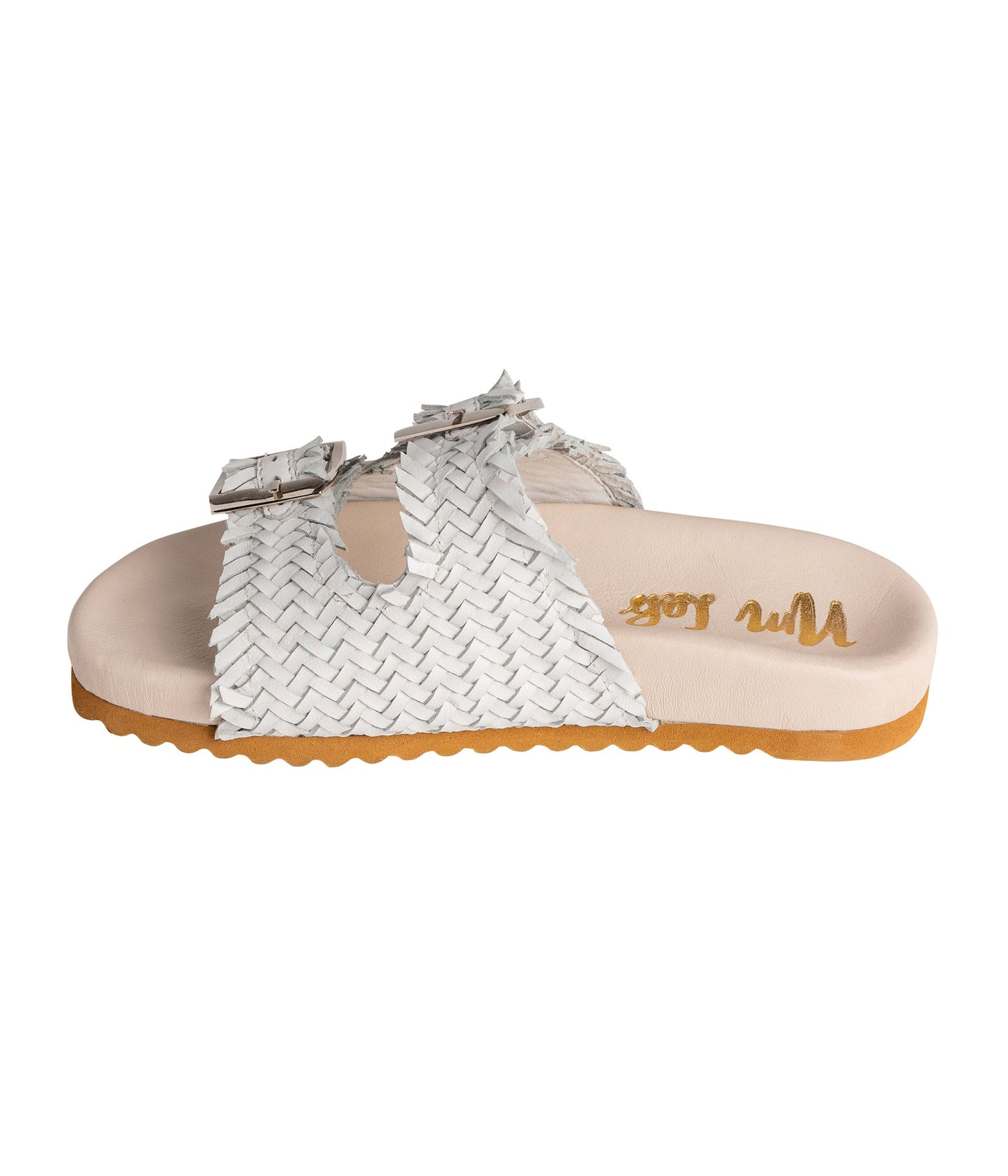 Naughty Monkey Intertwine Woven Strap Slide in White