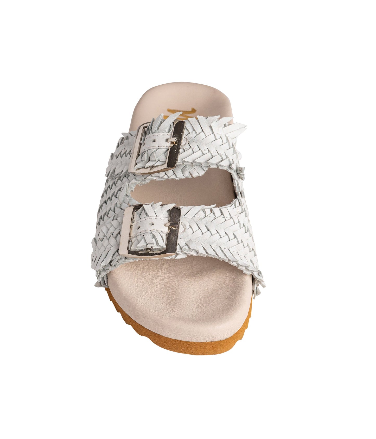 Naughty Monkey Intertwine Woven Strap Slide in White