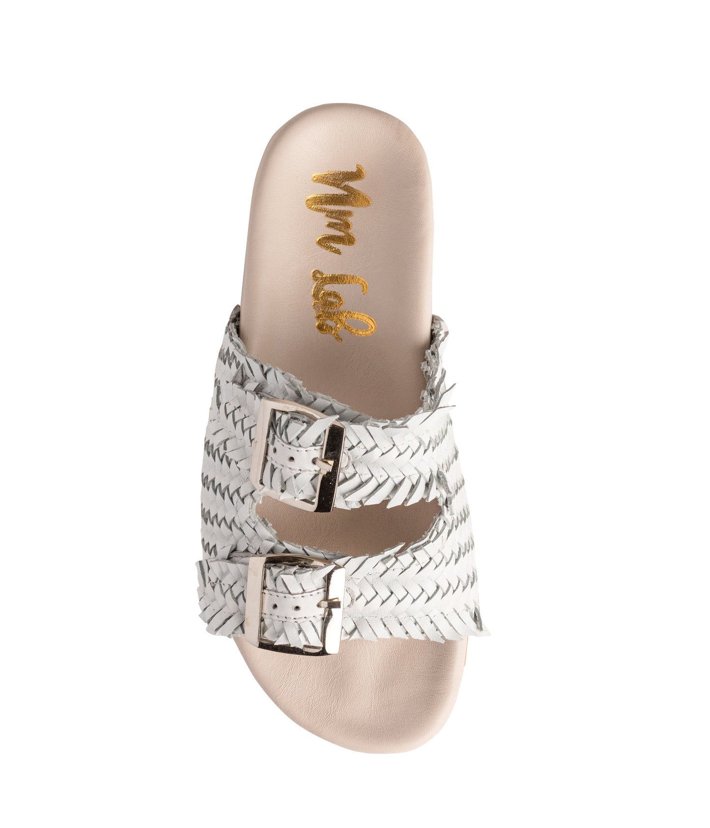 Naughty Monkey Intertwine Woven Strap Slide in White