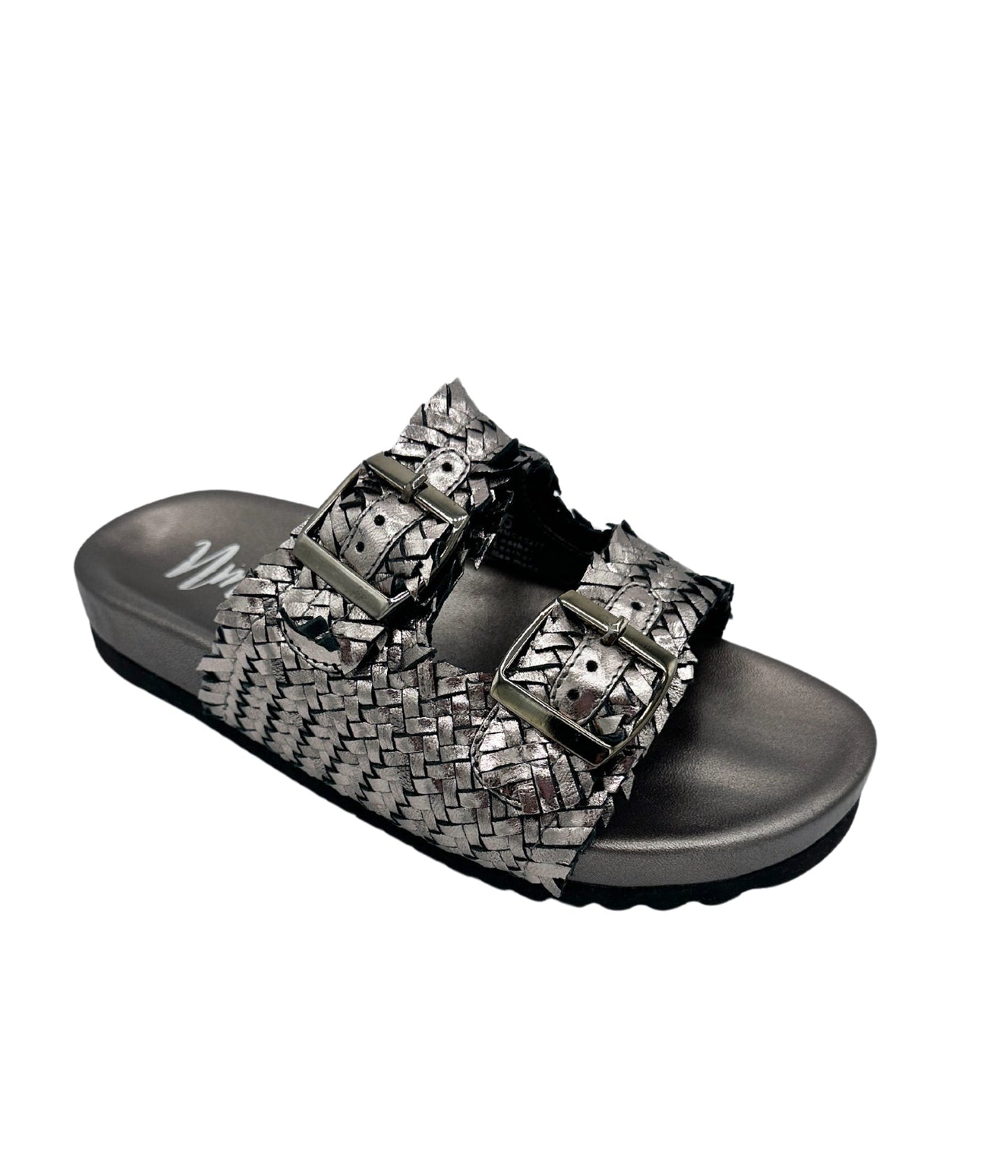 Naughty Monkey Intertwine Woven Strap Slide in Pewter