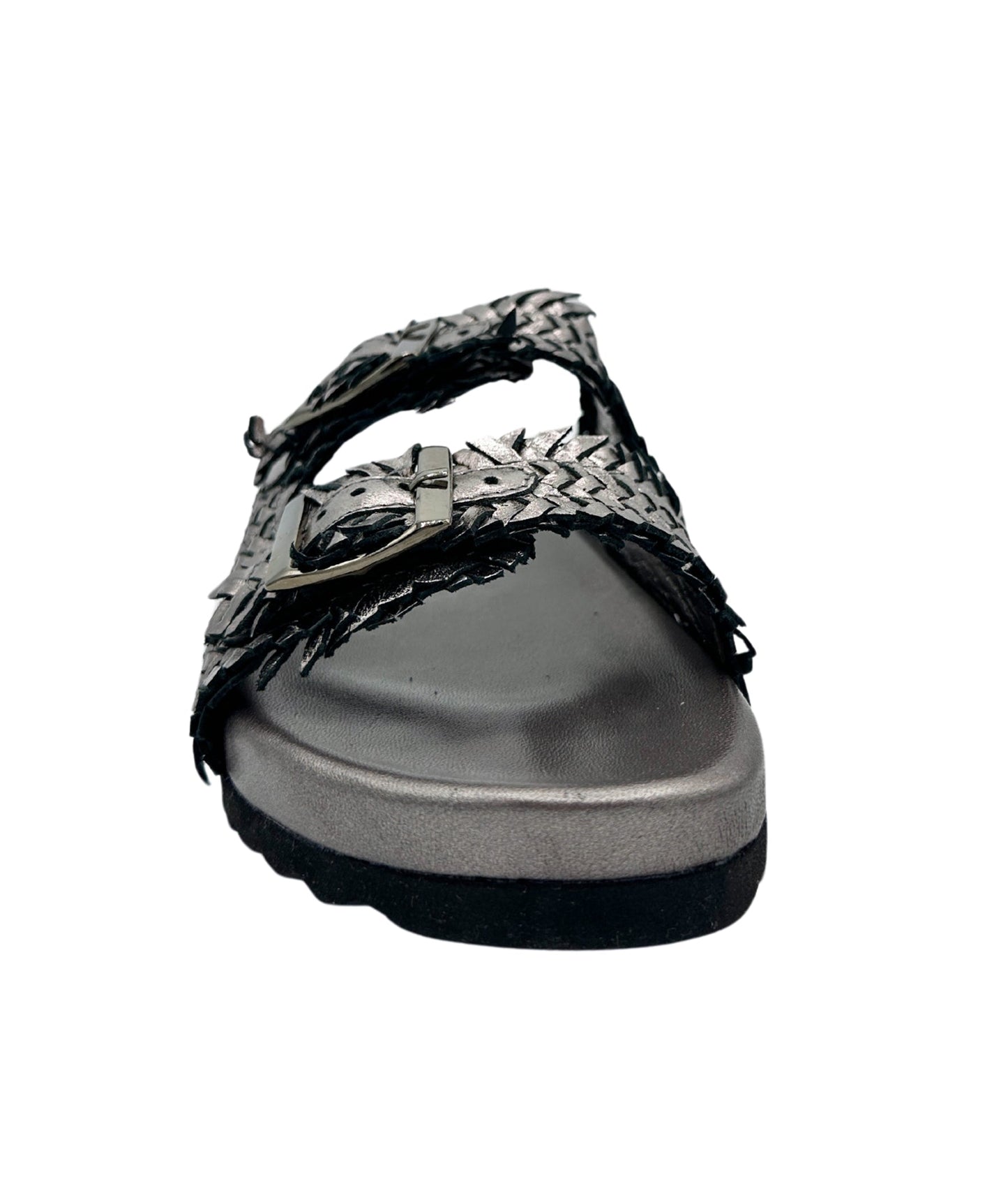 Naughty Monkey Intertwine Woven Strap Slide in Pewter