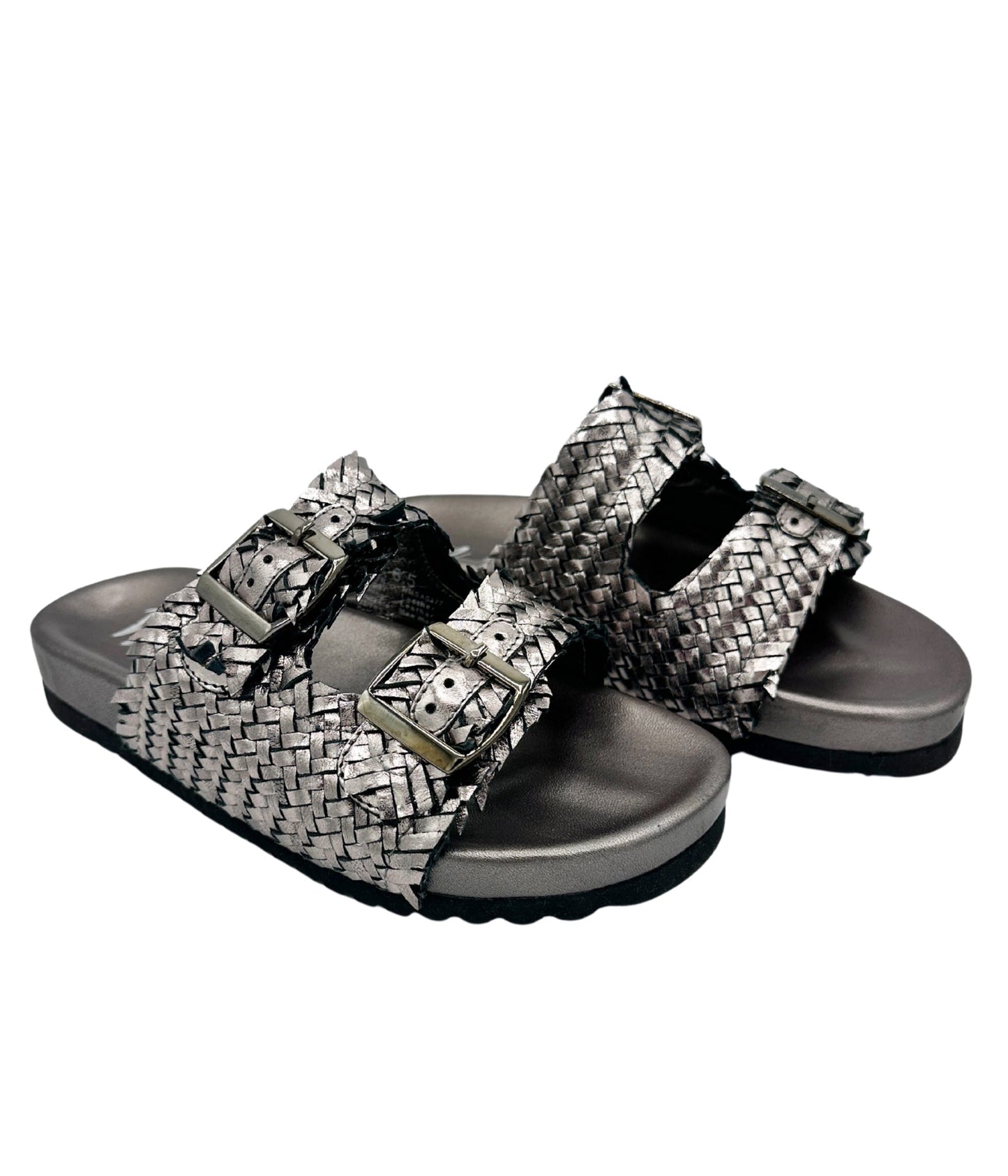 Naughty Monkey Intertwine Woven Strap Slide in Pewter