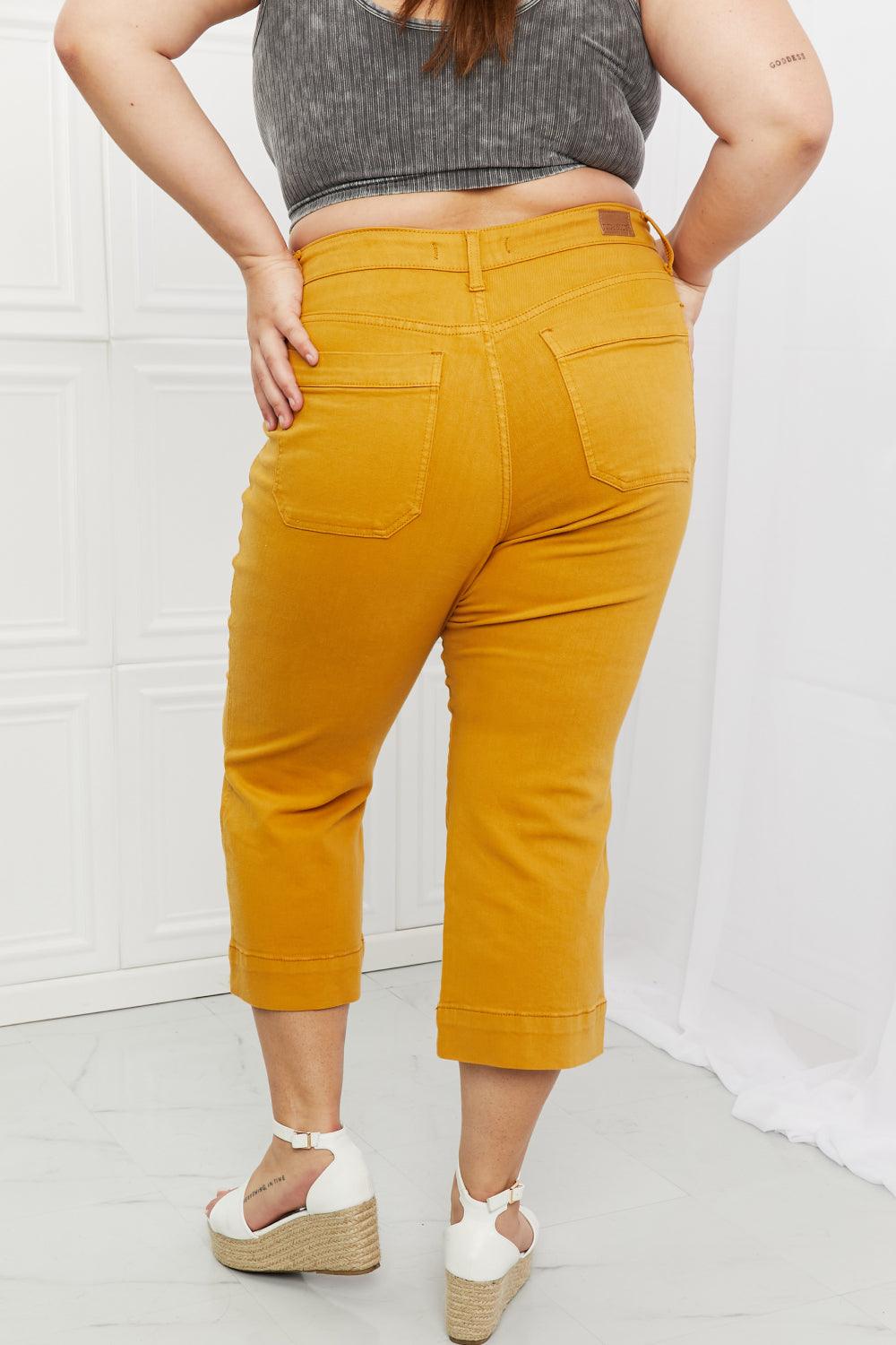 Judy Blue Jayza Full Size Straight Leg Cropped Jeans - The Fiery Jasmine