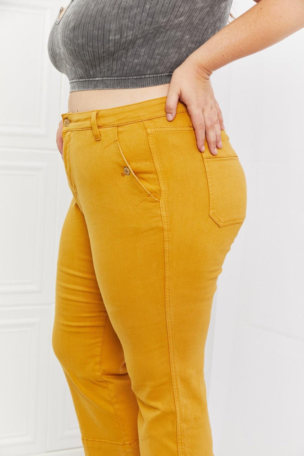 Judy Blue Jayza Full Size Straight Leg Cropped Jeans - The Fiery Jasmine