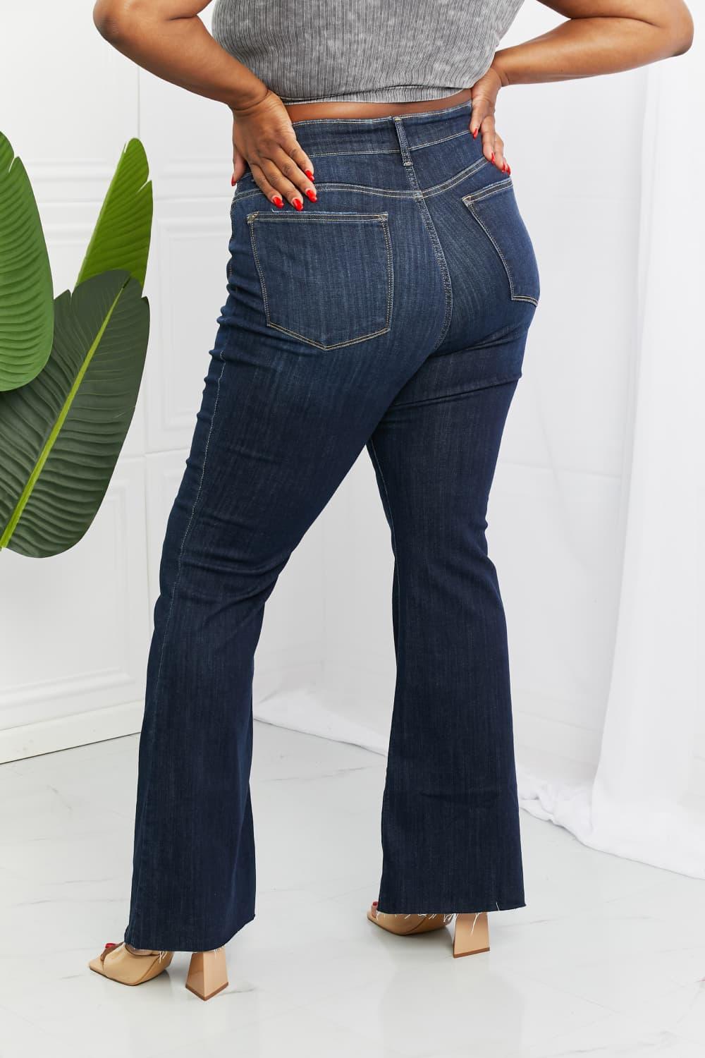 Judy Blue Tiffany Full Size Mid Rise Flare Jeans - The Fiery Jasmine