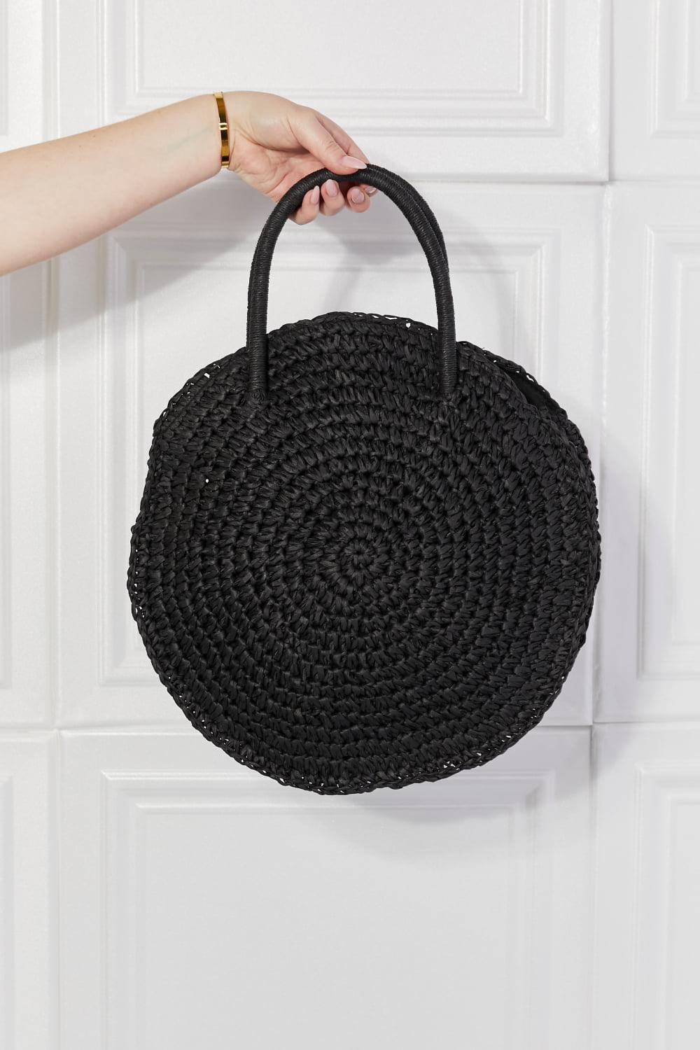 Justin Taylor Beach Date Straw Rattan Handbag in Black - The Fiery Jasmine