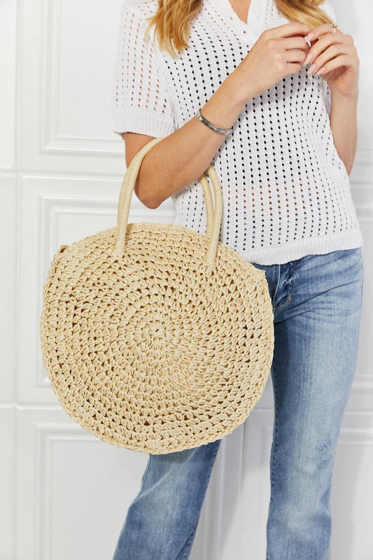 Justin Taylor Beach Date Straw Rattan Handbag in Ivory - The Fiery Jasmine