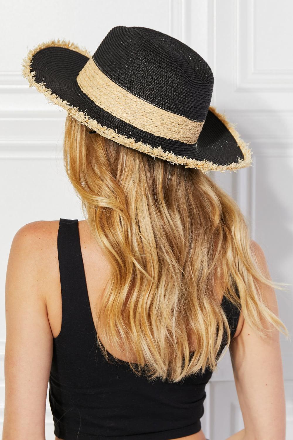 Justin Taylor Poolside Baby Straw Fedora Hat in Black - The Fiery Jasmine