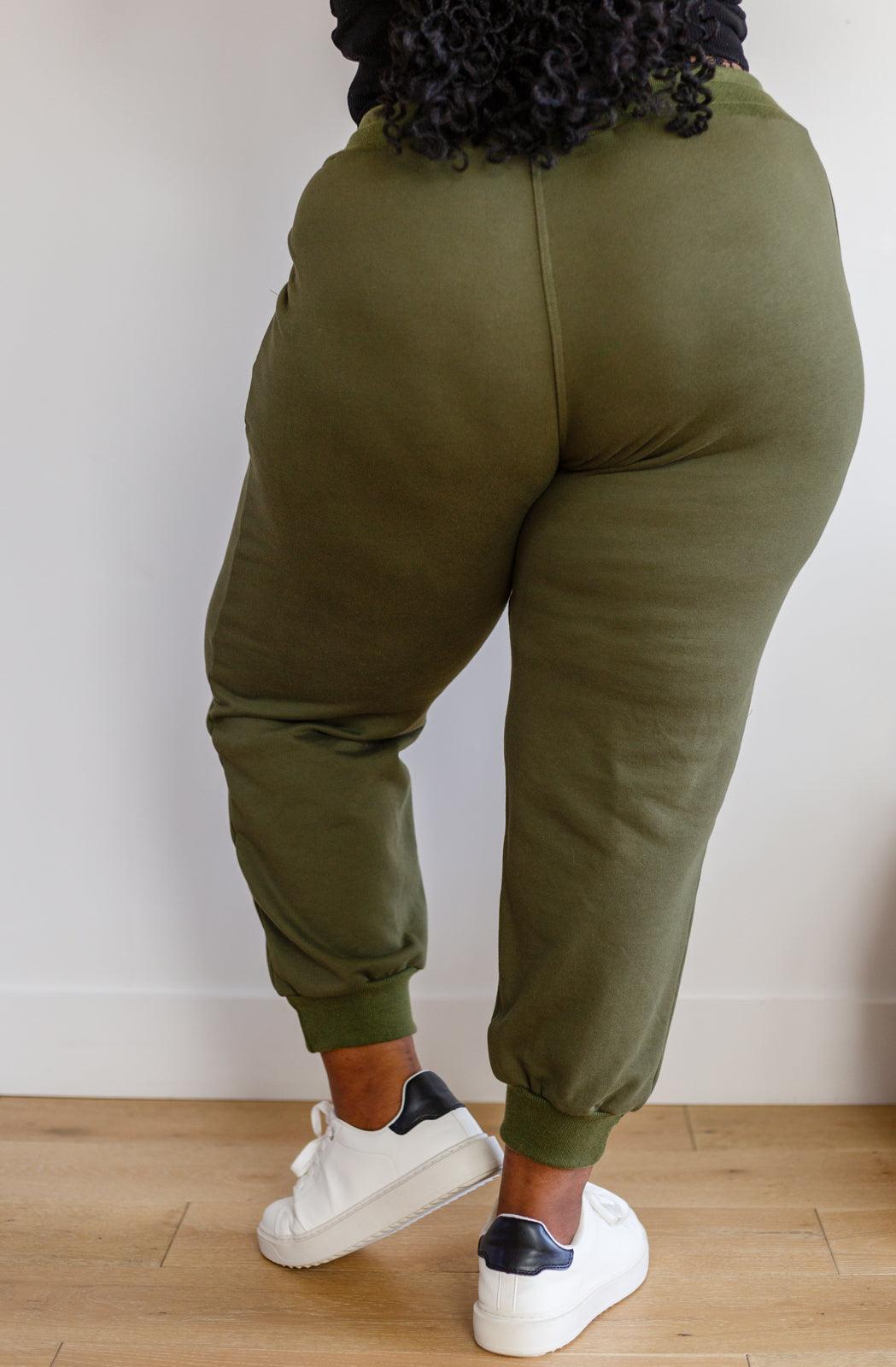 Kick Back Distressed Joggers in Olive - The Fiery Jasmine
