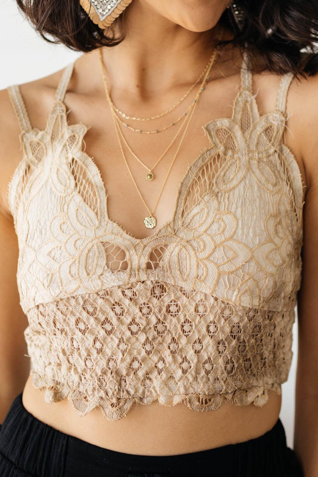 Live In Lace Bralette in Taupe - The Fiery Jasmine