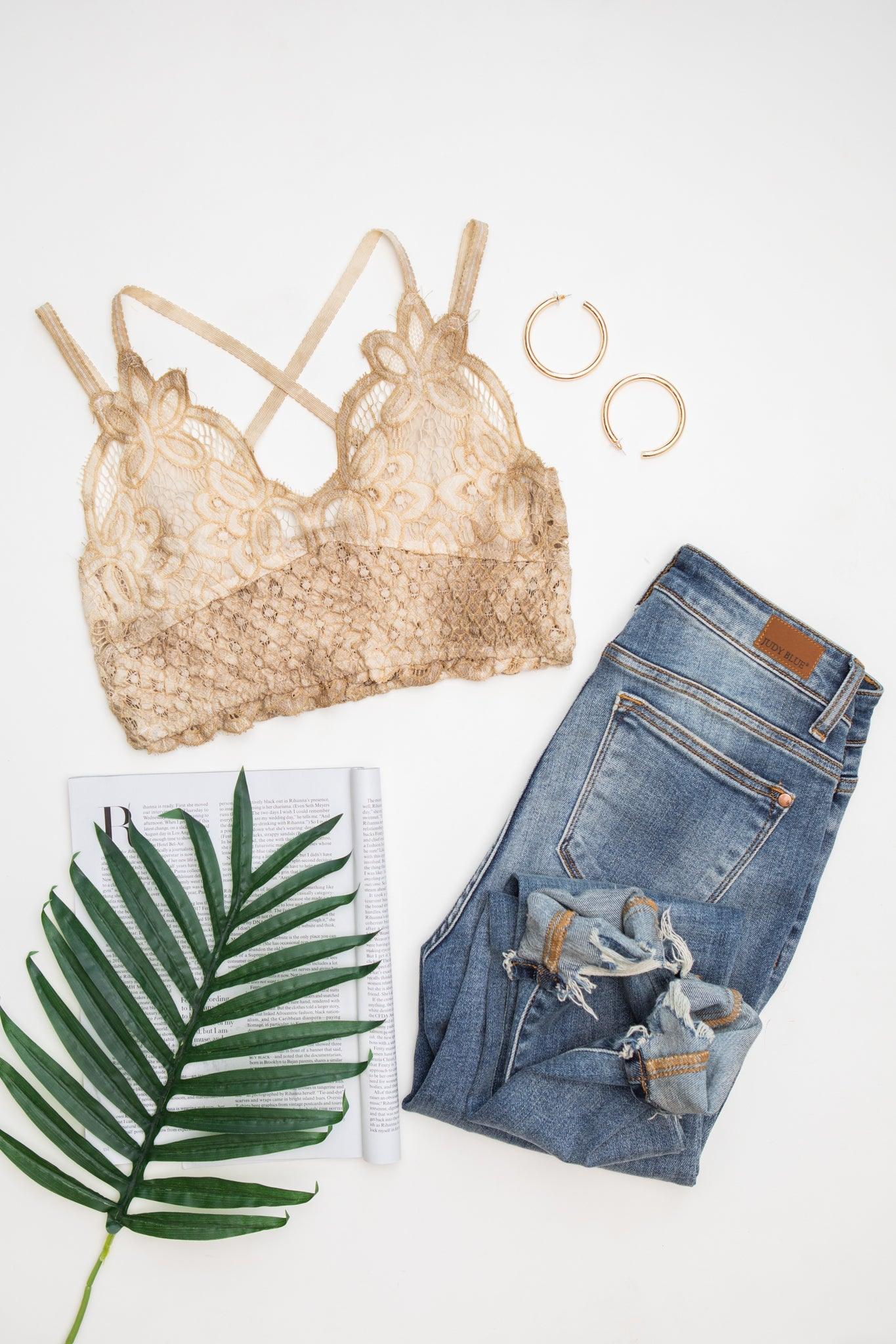 Live In Lace Bralette in Taupe - The Fiery Jasmine