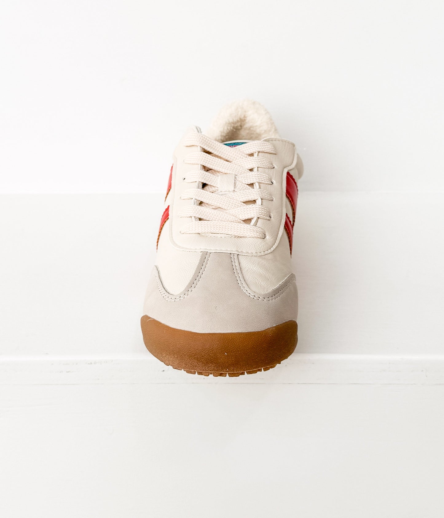 Madrid Not Rated Sneaker in Beige/Red