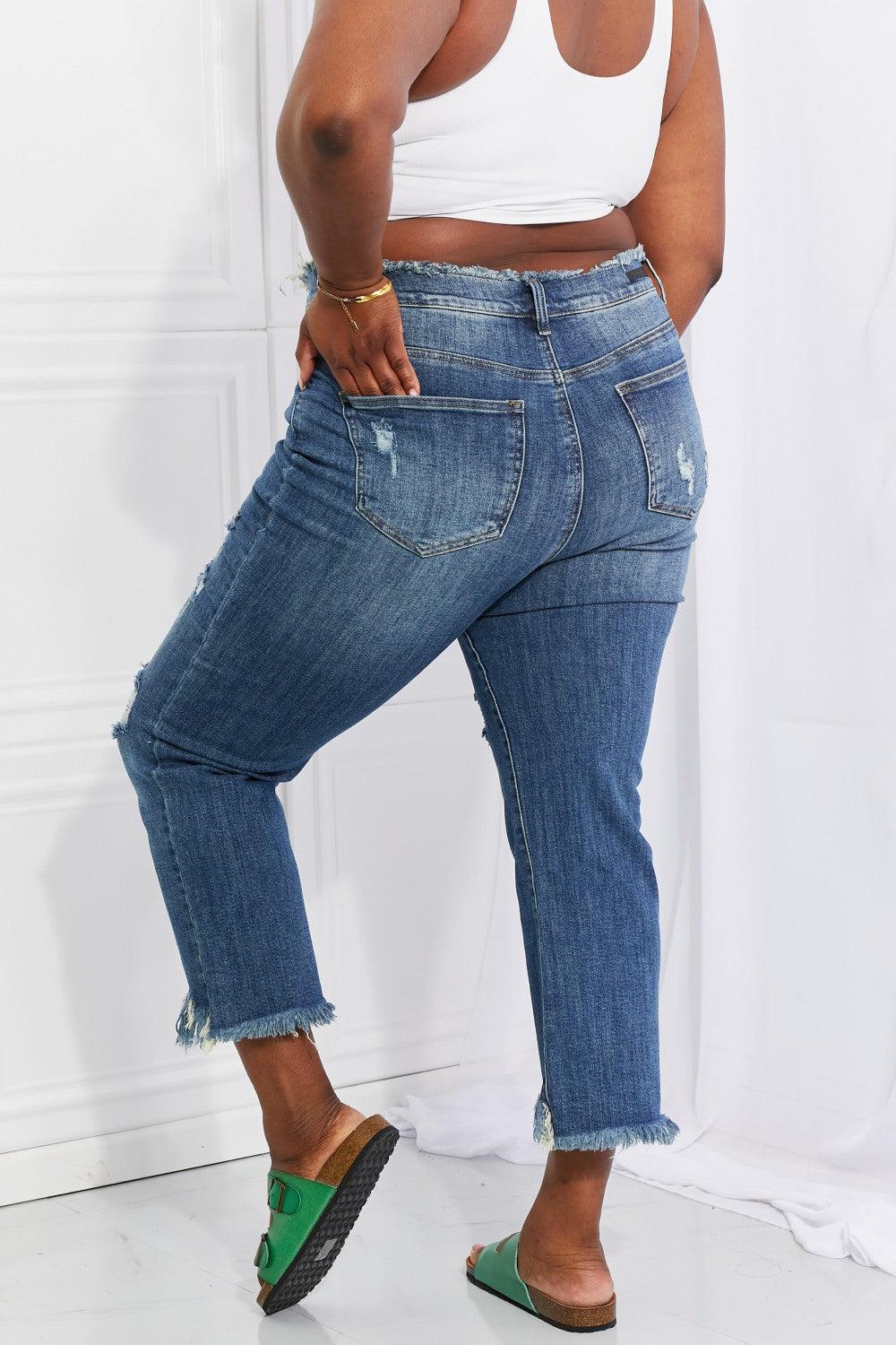 RISEN Full Size Undone Chic Straight Leg Jeans - The Fiery Jasmine
