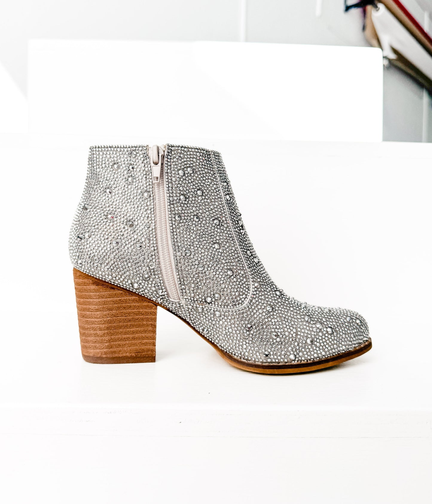 Naughty Monkey Shine Star Rhinestone Bootie in Silver