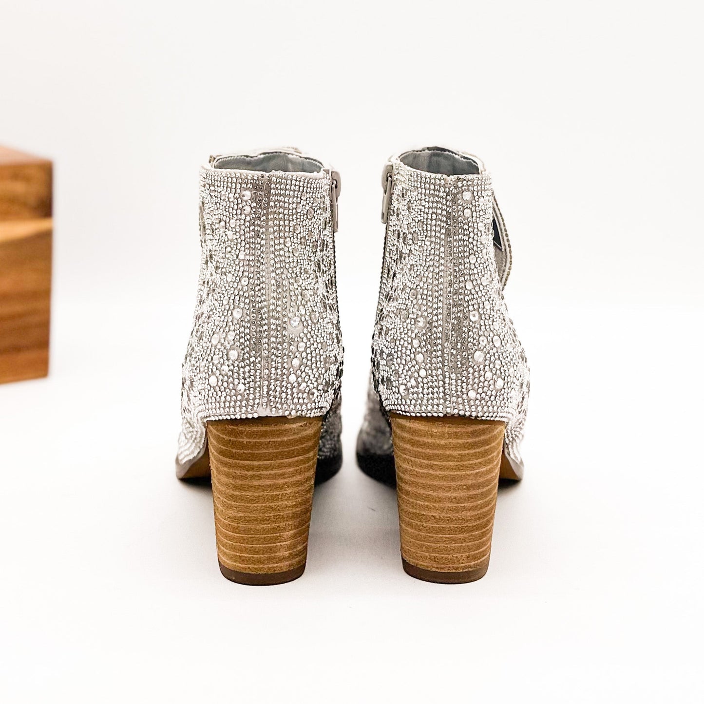 Naughty Monkey Shine Star Rhinestone Bootie in Silver