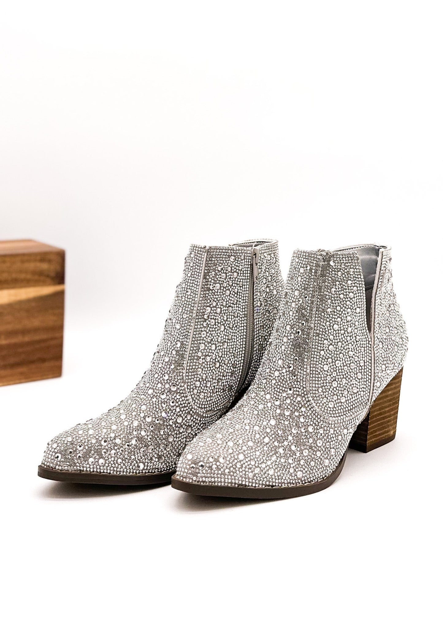 Naughty Monkey Shine Star Rhinestone Bootie in Silver