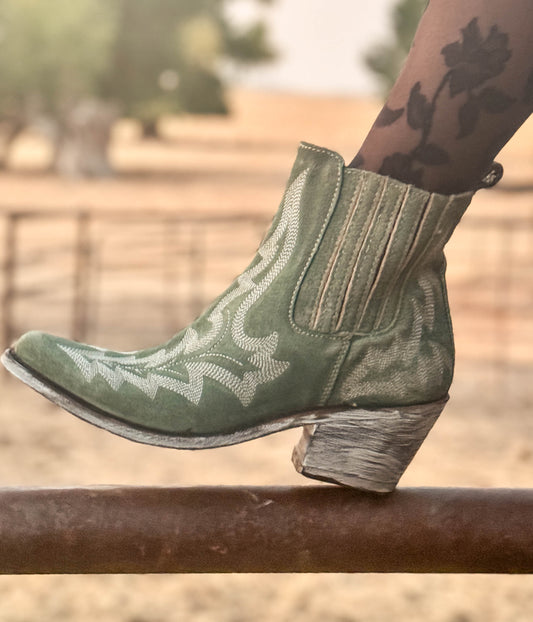 Simone Stitched Ankle Boot in Green