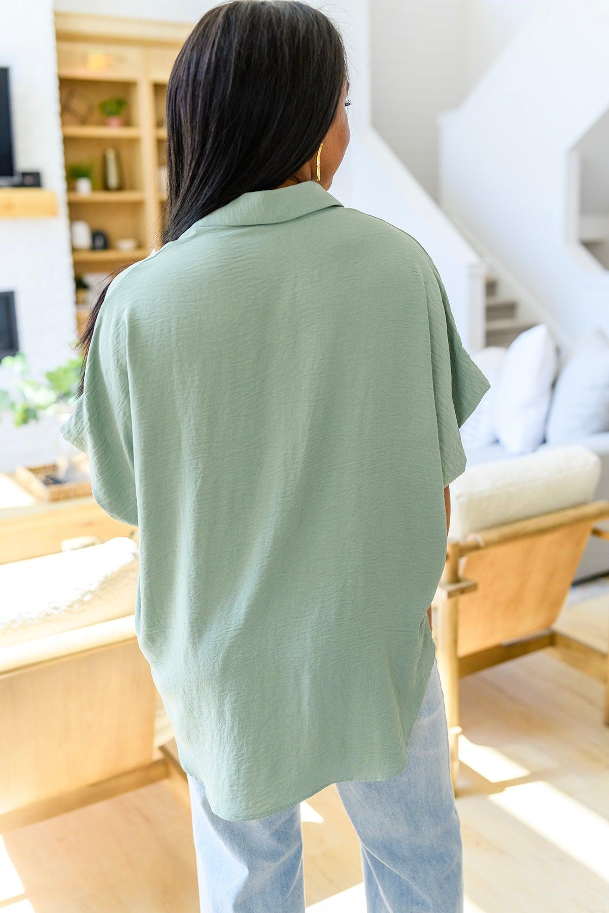 Sweet Simplicity Button Down Blouse in Sage - The Fiery Jasmine