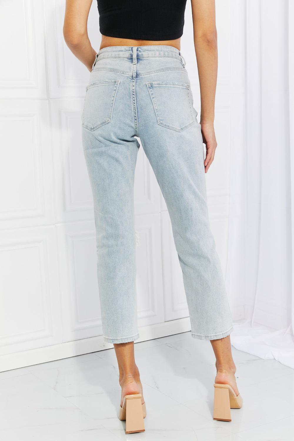 VERVET Stand Out Full Size Distressed Cropped Jeans - The Fiery Jasmine