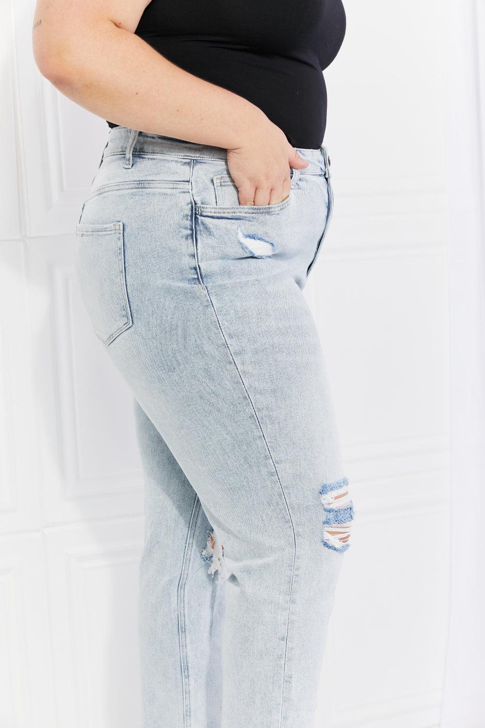 VERVET Stand Out Full Size Distressed Cropped Jeans - The Fiery Jasmine
