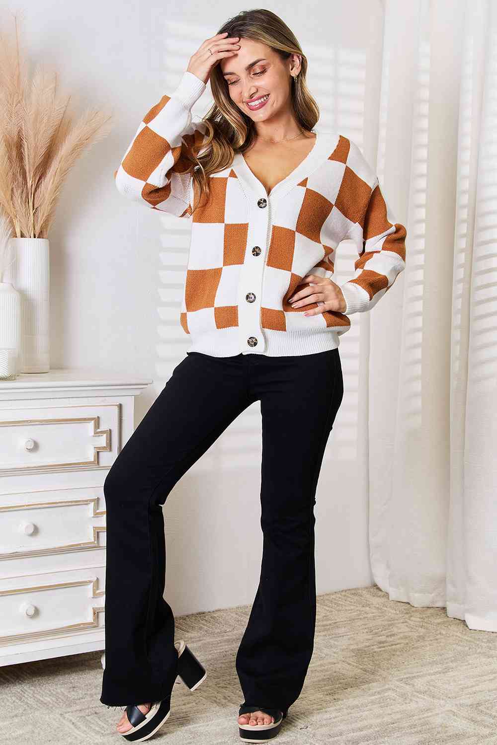 Check Me Out Button-Up V-Neck Cardigan
