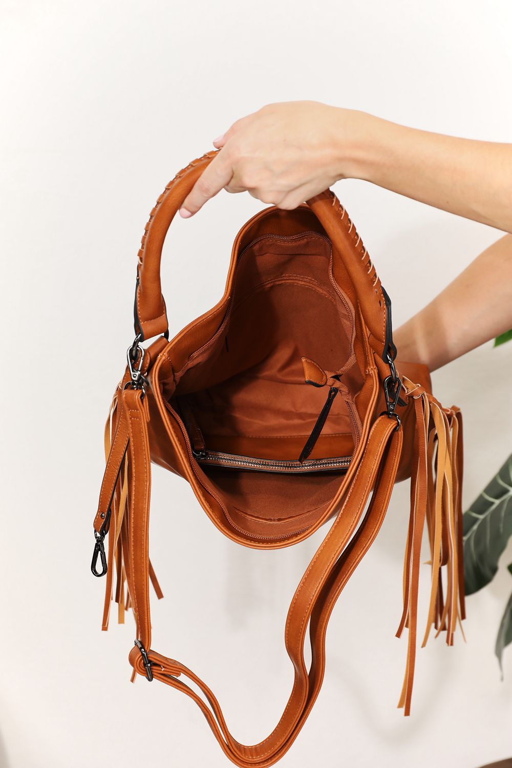Faux Leather Fringe Shoulder Bag
