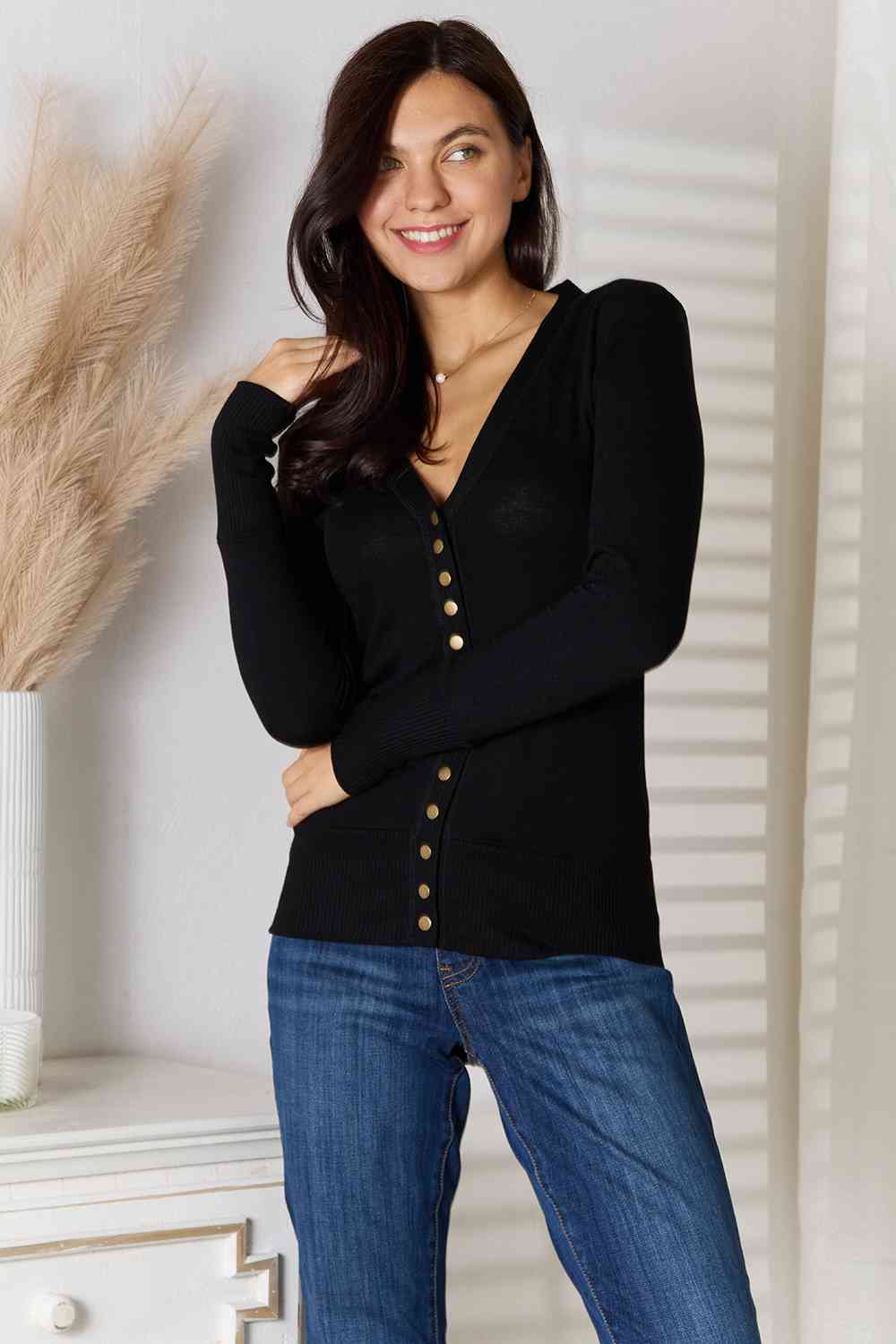 Zenana V-Neck Long Sleeve Cardigan