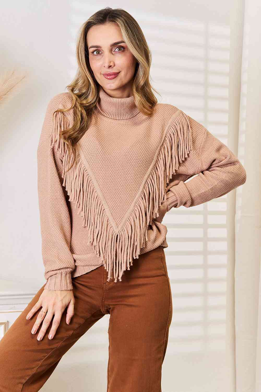 Give me the Fringe Front Long Sleeve Sweater