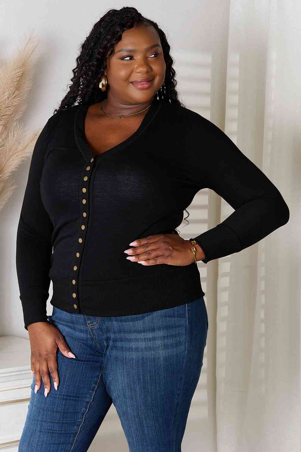 Zenana V-Neck Long Sleeve Cardigan