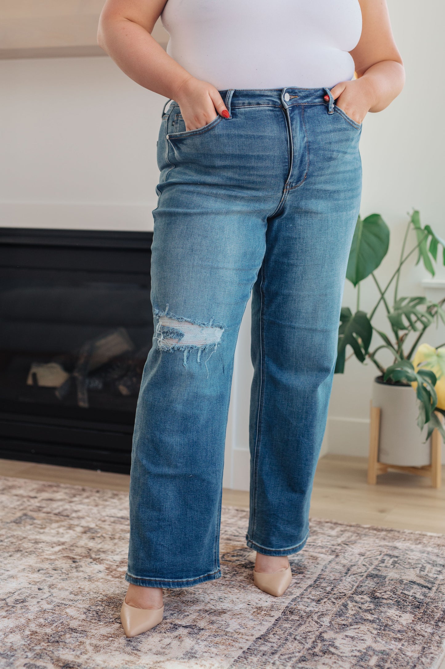 Judy Blue Carrie High Rise Control Top 90's Straight Jeans