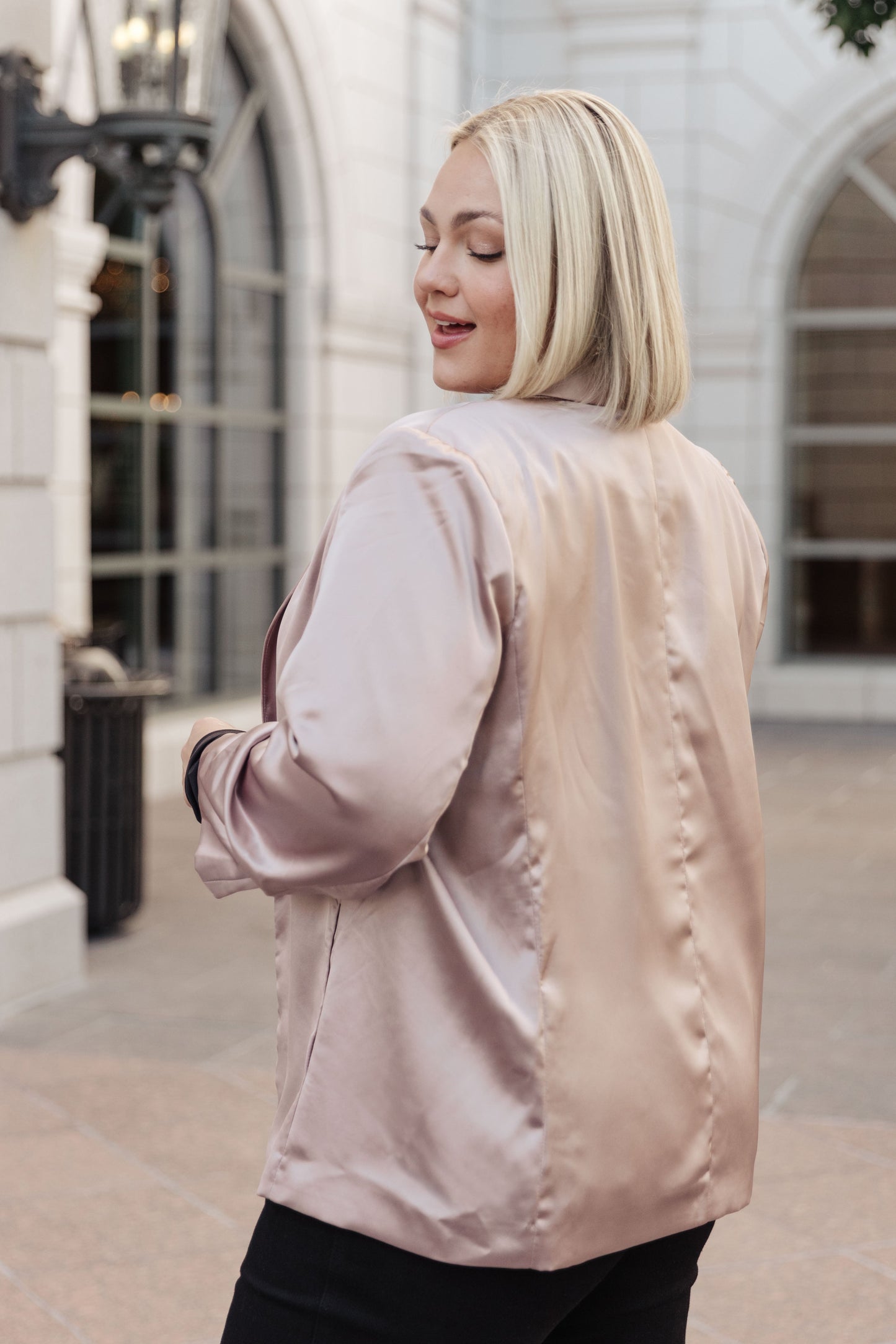EE :SOME Champagne and Roses Satin Blazer