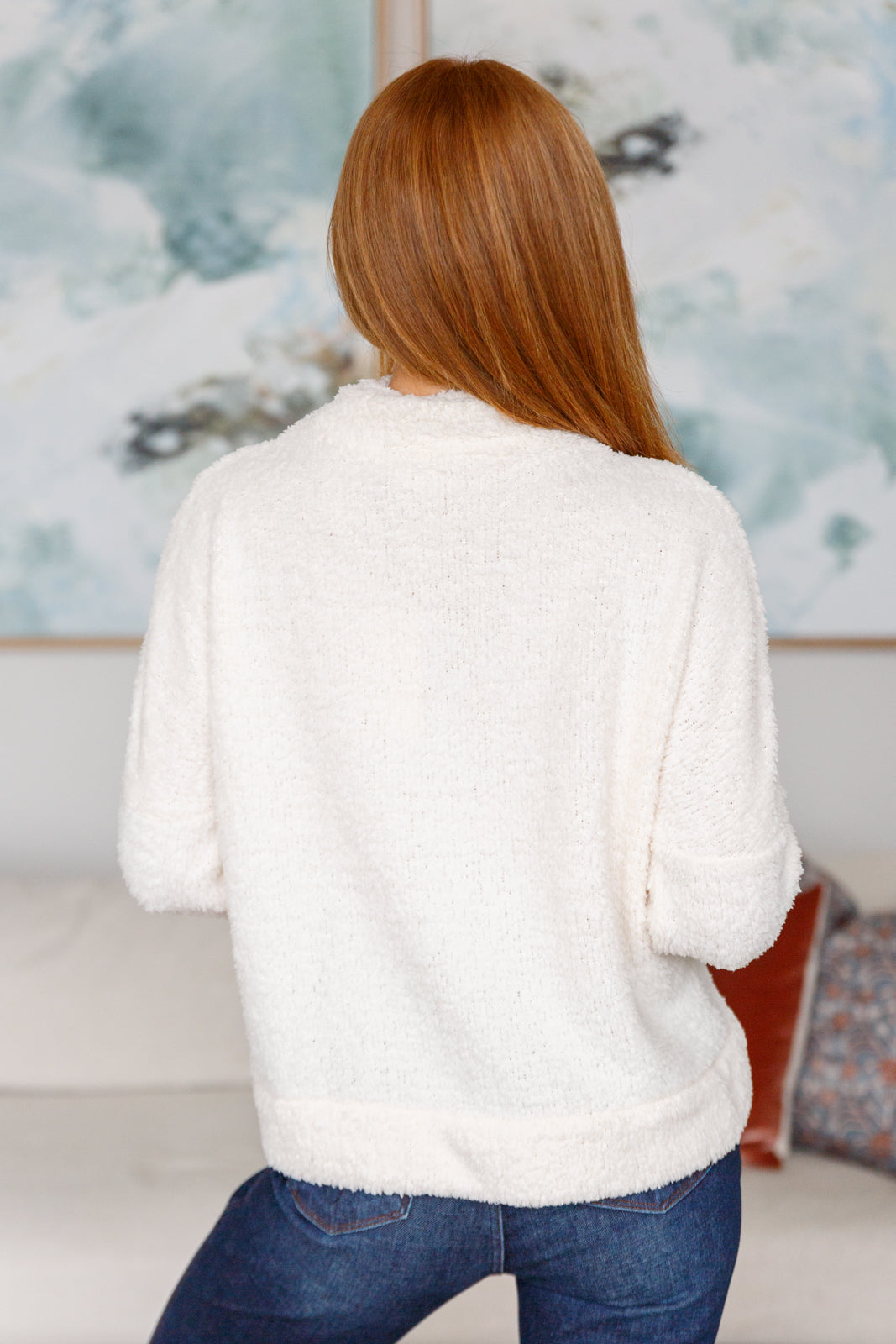 Expect Snow Mock Neck Boucle Sweater