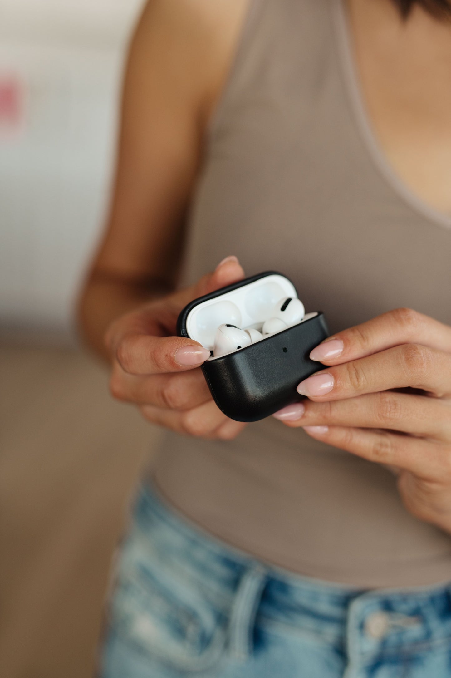 Genuine Leather Airpod Pro Protective Case in Black No