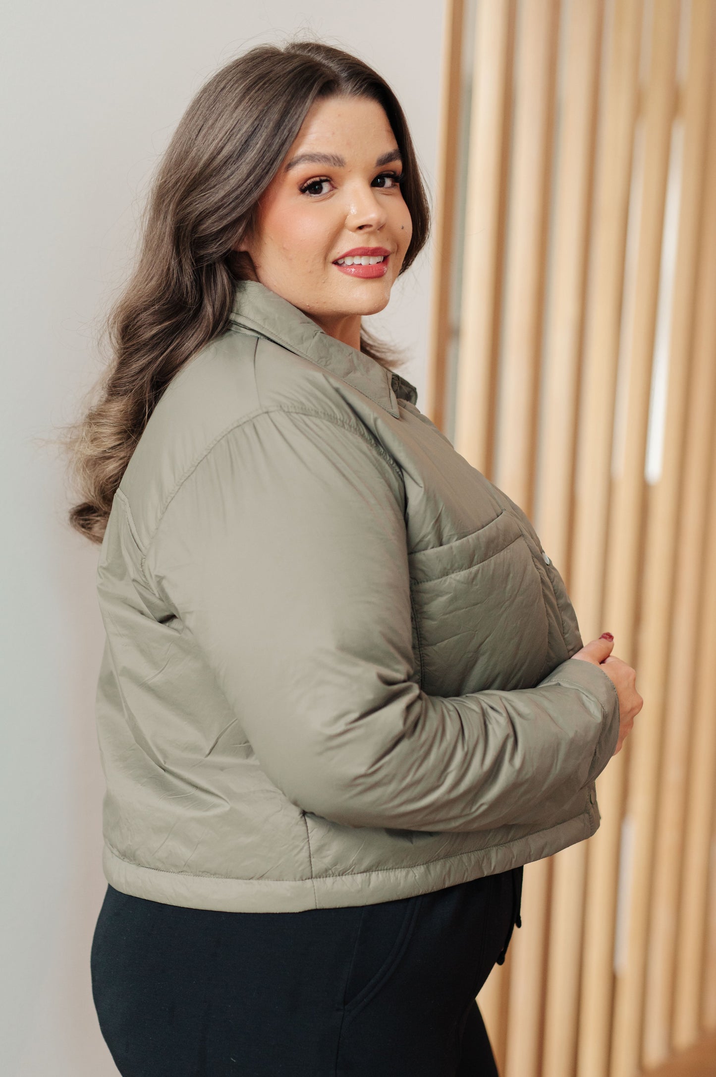Mittoshop Hear Me Out Lightweight Puffer Jacket in Olive