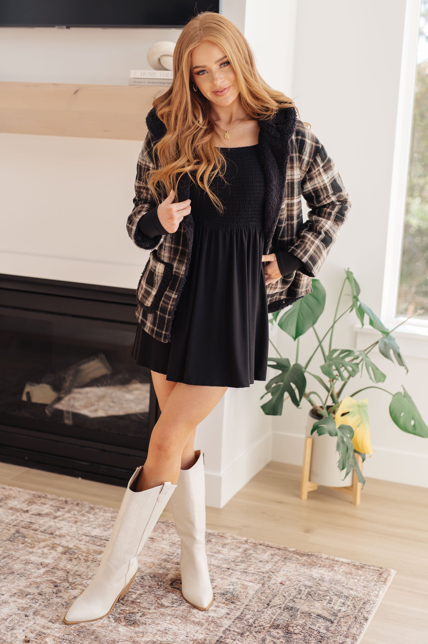 White Birch In the Thick of It Long Sleeve Skort Dress
