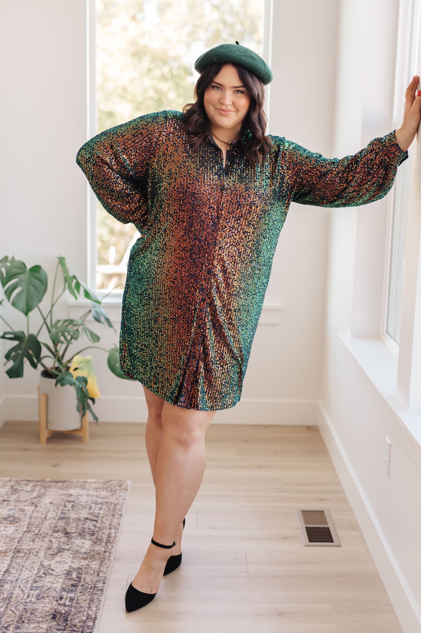 Jodifl Shimmering Splendor Sequin Shirt Dress