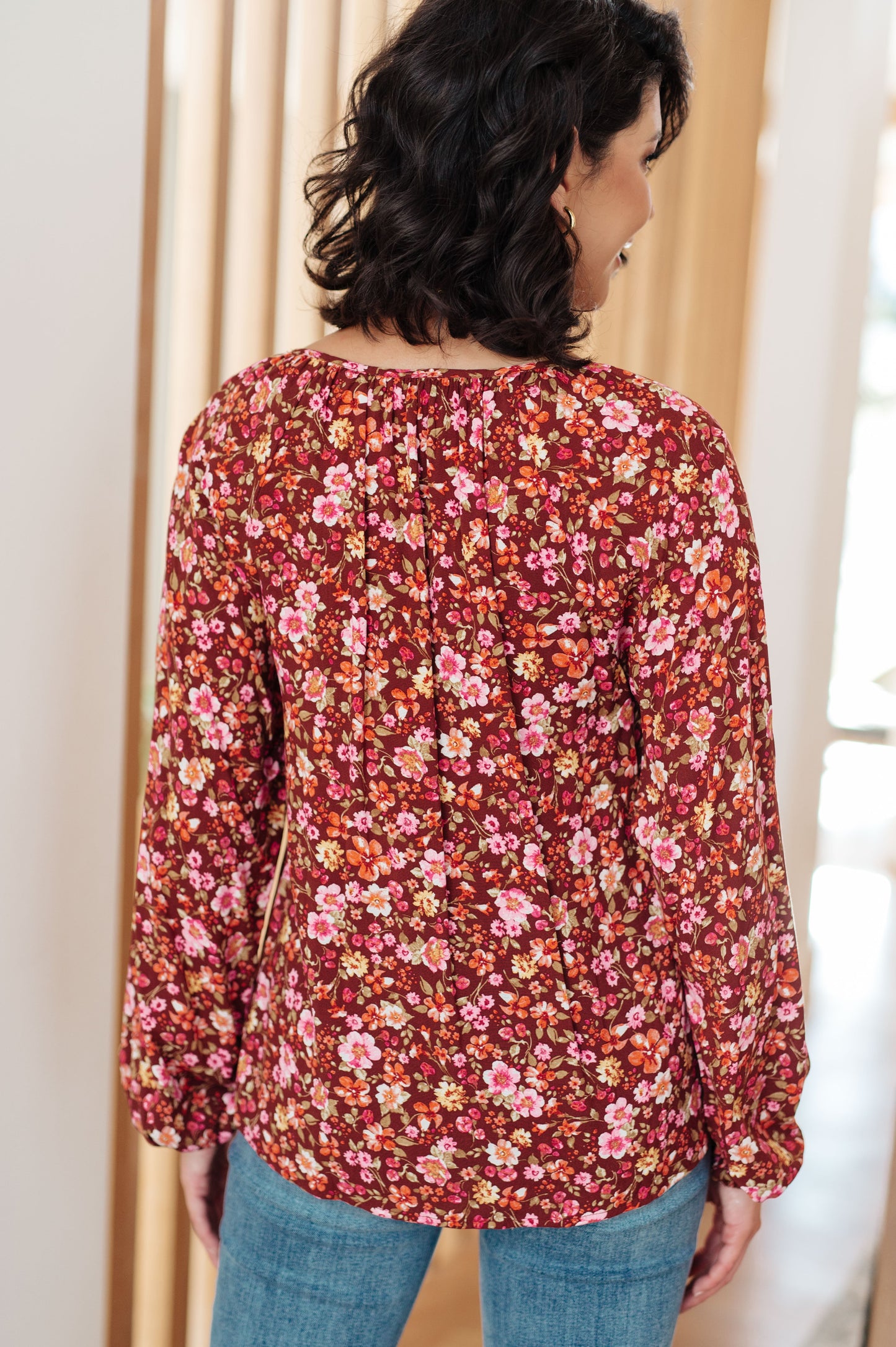 Sunday Brunch Blouse in Rust Floral