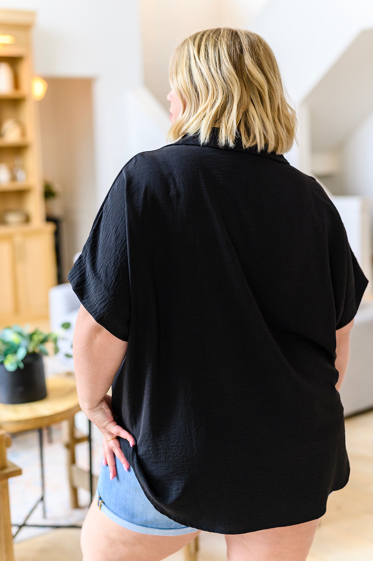 Sweet Simplicity Button Down Blouse in Black