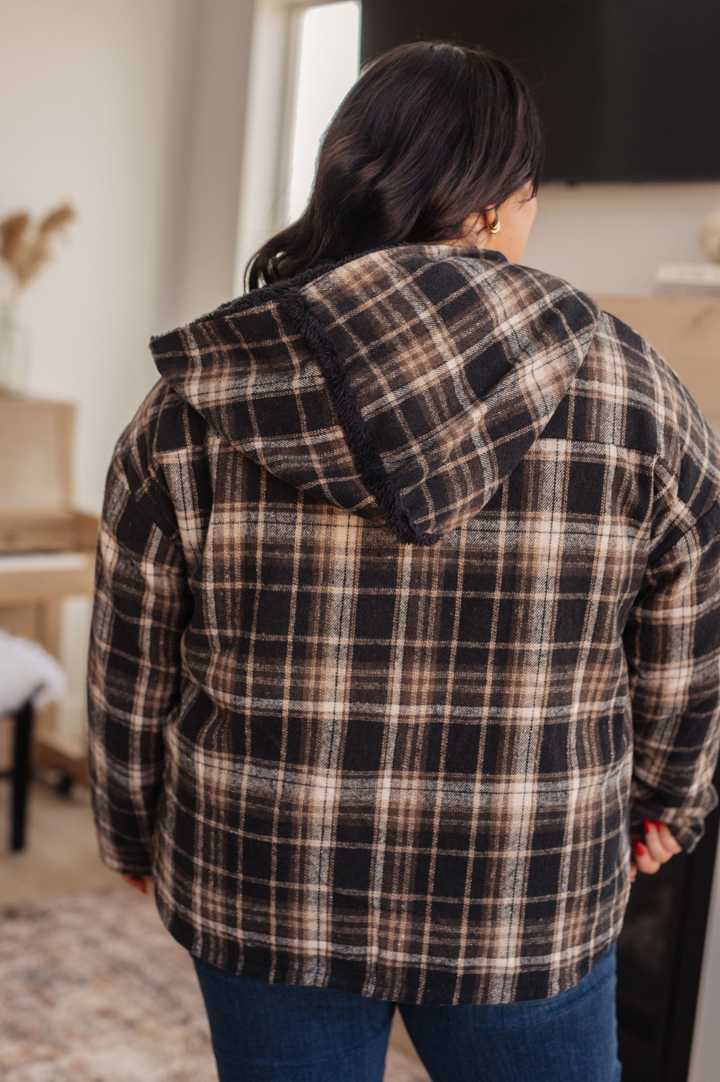 White Birch Warped Noise Reversible Plaid Shacket