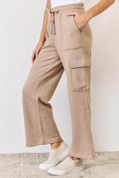 Risen High Waist Cargo Wide Leg Pants