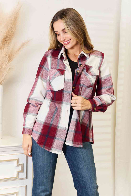 Pretty in Plaid Button Up Flannel Shirt Jacket